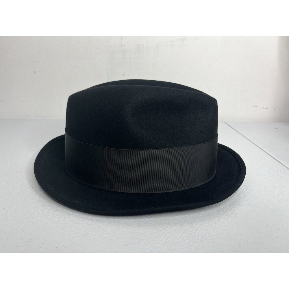 Vtg Royal‎ Stetson Black Fedora Hat With Feather Size Long Oval 7 - Picture 7 of 16